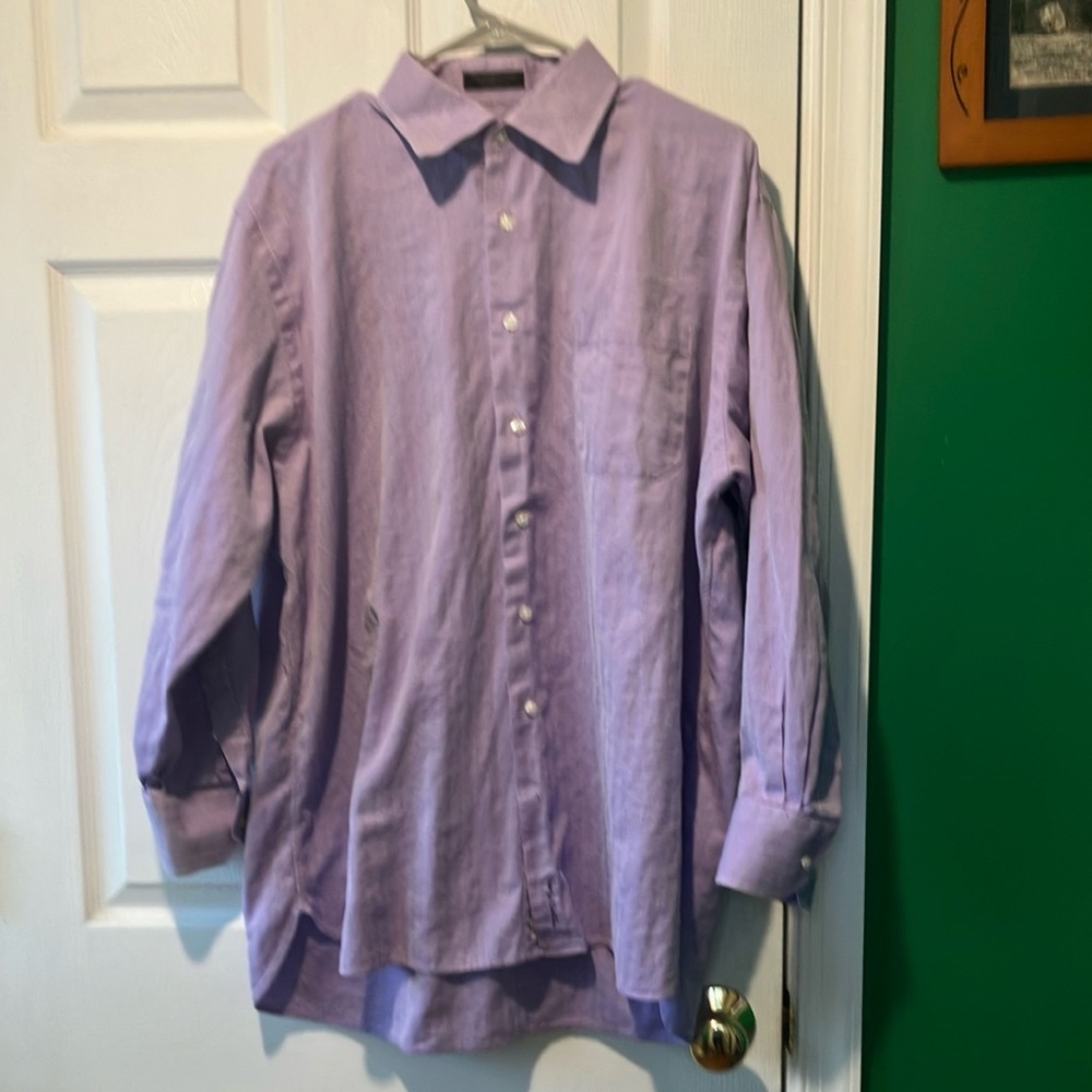 John Nordstrom Lavender Button-Up dress Shirt 17.5x 34 Egyptian cotton